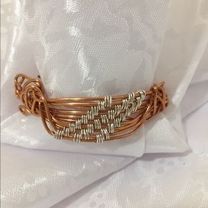 Bangle Bracelet in Copper. Wire wrapped